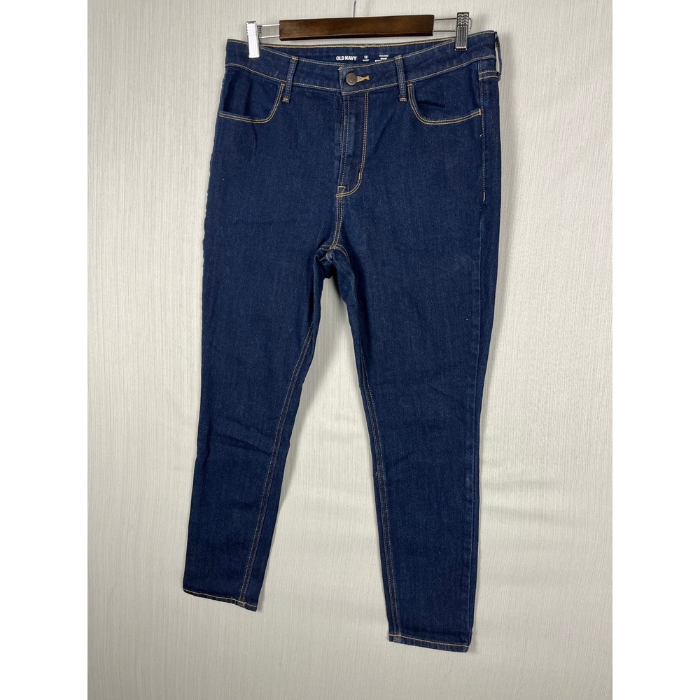 Old Navy Jeans‎ Womens 12 Short Blue Wow Super Skinny High Rise Dark Wash Denim